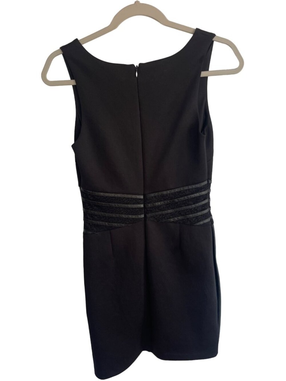 GUESS Black Faux Leather V-Neck Bodycon Dress Size 2 Stretch Mini Party Dress - Picture 6 of 12